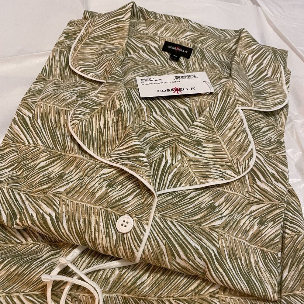 COSABELLA Bella Long Sleeve & Shorts Set Palm Aloe and White Size 2X NWT